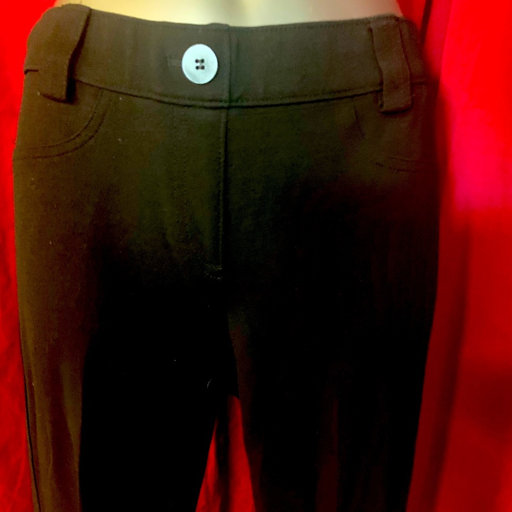 Theory Black Stretch Leggings faux pockets sz p
